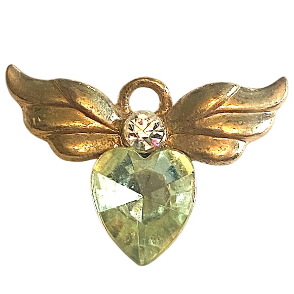Avon Jewelry - Avon Peridot Green Heart Angel Wings Brooch Pin